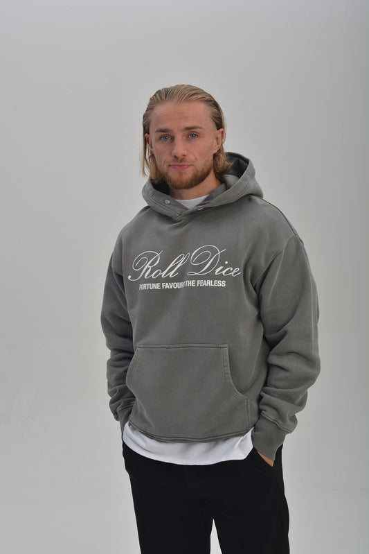 FORTUNE FAVOURS THE FEARLESS HOODIE - CHARCOAL
