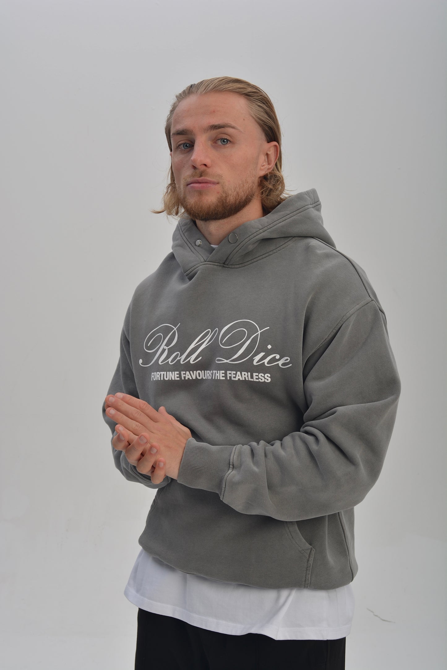 FORTUNE FAVOURS THE FEARLESS HOODIE - CHARCOAL