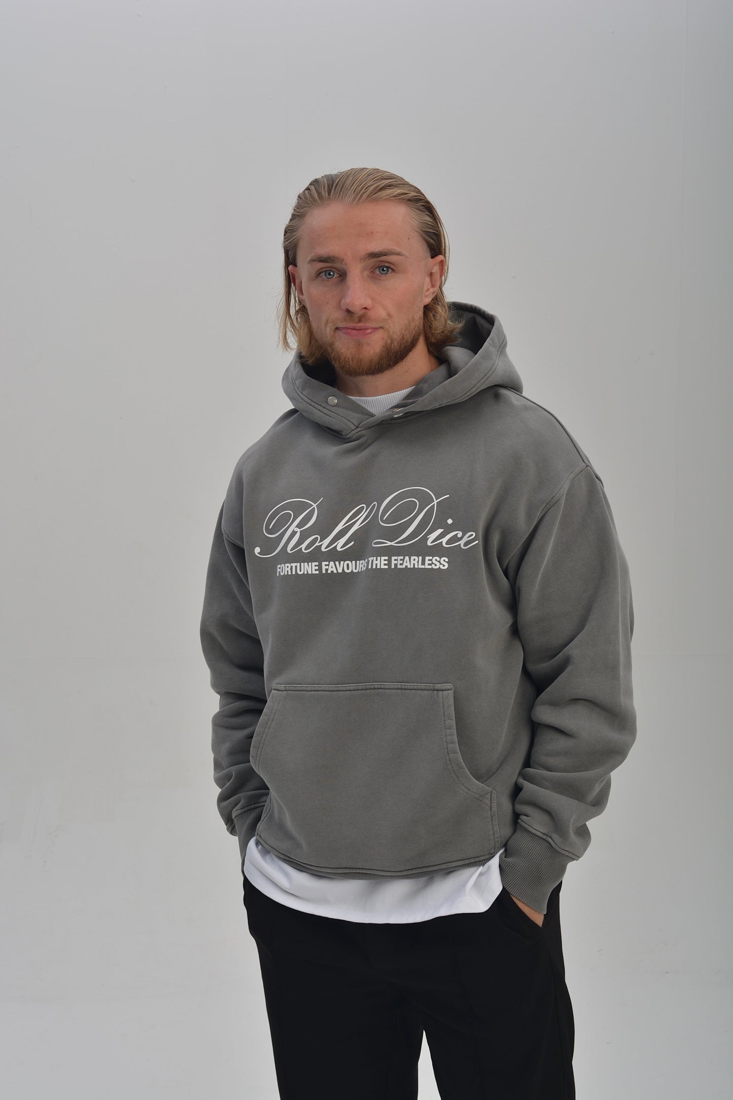 FORTUNE FAVOURS THE FEARLESS HOODIE - CHARCOAL