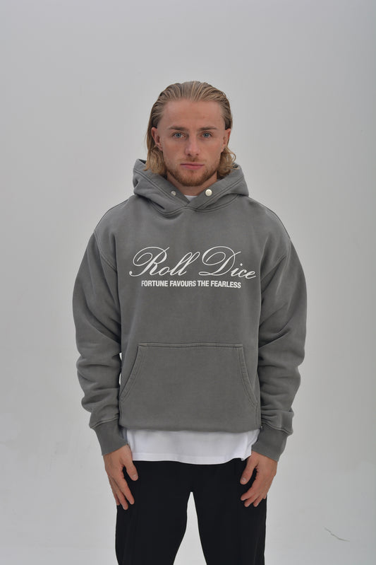 FORTUNE FAVOURS THE FEARLESS HOODIE - CHARCOAL